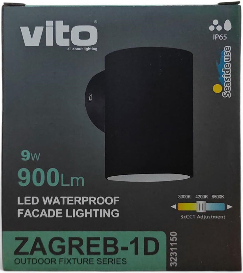 Applique LED da esterno 9W IP65 3CCT nero 6977231352939 3231150 EL698