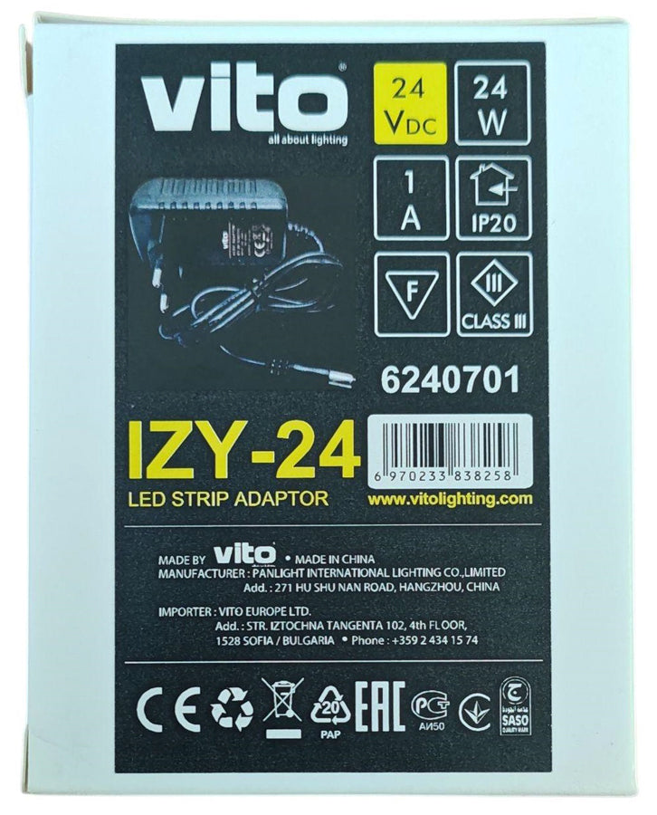 Alimentatore per strisce LED 24W 1A 24VDC IP20 6970233838258 6240701 EL768
