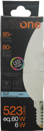 Lampadina LED a candela E14 6W 523lm 6400k luce fredda 8699187540175 1512500 EL781