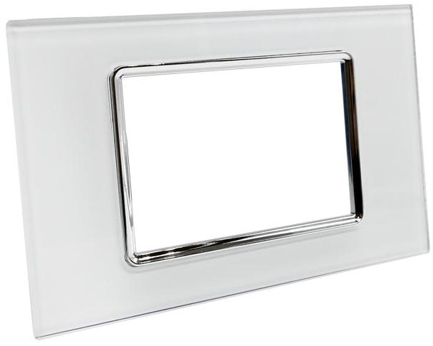 Placca in vetro bianco 3 posti compatibile Living International