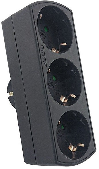 Multipresa tripla 16A 3680W nera con 3 prese Schuko 8002851 6977231354773 EL913