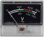 Voltmetro analogico da pannello 300VAC con quadrante nero