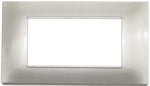 Placca in tecnopolimero 4 posti color grigio chiaro compatibile Vimar Plana
