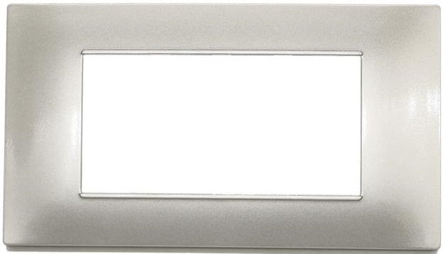 Placca in tecnopolimero 4 posti color grigio chiaro compatibile Vimar Plana