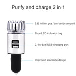 Umidificatore purificatore d'aria per aromaterapia con ioni negativi per auto 2 in 1 + caricatore per auto con doppia porta USB