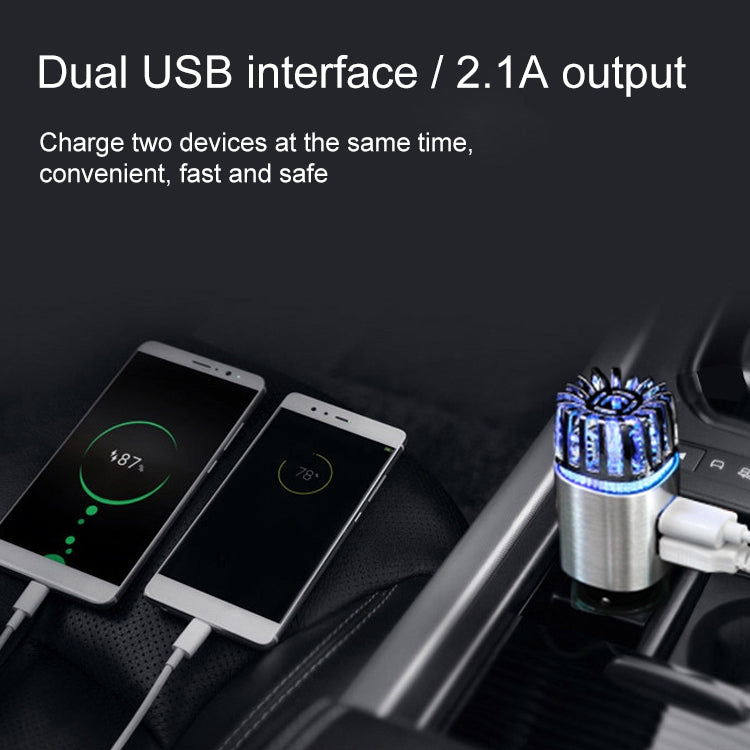 Umidificatore purificatore d'aria per aromaterapia con ioni negativi per auto 2 in 1 + caricatore per auto con doppia porta USB