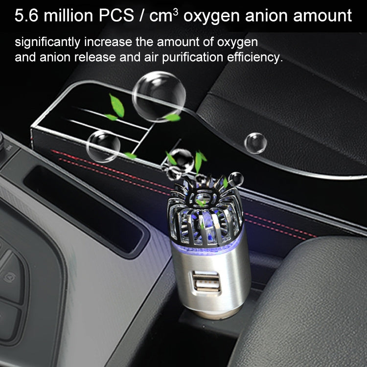 Umidificatore purificatore d'aria per aromaterapia con ioni negativi per auto 2 in 1 + caricatore per auto con doppia porta USB
