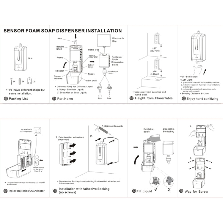 N2001 Dispenser di sapone disinfettante per le mani a induzione a goccia da 1000 ml con blocco di sicurezza, Soap Dispenser