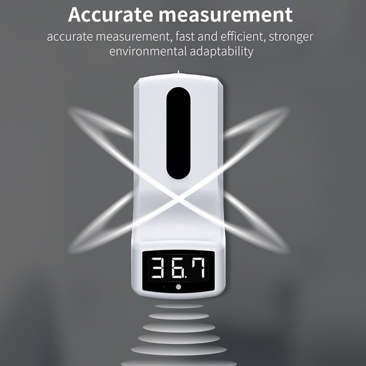 Termometro con sensore di distanza sensibile alla luce corpo senza contatto K9 + dispenser automatico di sapone liquido senza contatto da 1000 ml, K9