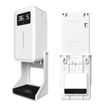 Rehabor A Termometro con sensore di distanza sensibile alla luce a mani libere e senza contatto + Dispenser automatico per spruzzatura di sapone liquido senza contatto da 450 ml con supporto su base, Rehabor A