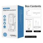 Rehabor A Termometro con sensore di distanza sensibile alla luce a mani libere e senza contatto + Dispenser automatico per spruzzatura di sapone liquido senza contatto da 450 ml con supporto su base, Rehabor A