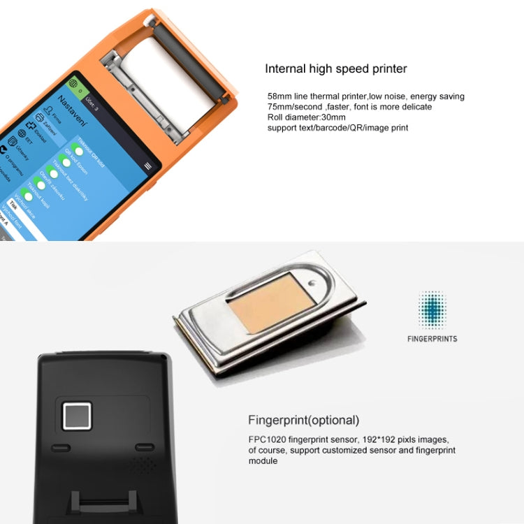 PDA-5501 Schermo IPS multifunzione da 5,5 pollici Protezione IP65 Terminale intelligente tutto in uno, stampante termica integrata, microfono e altoparlante, supporto WiFi, Bluetooth e GPS