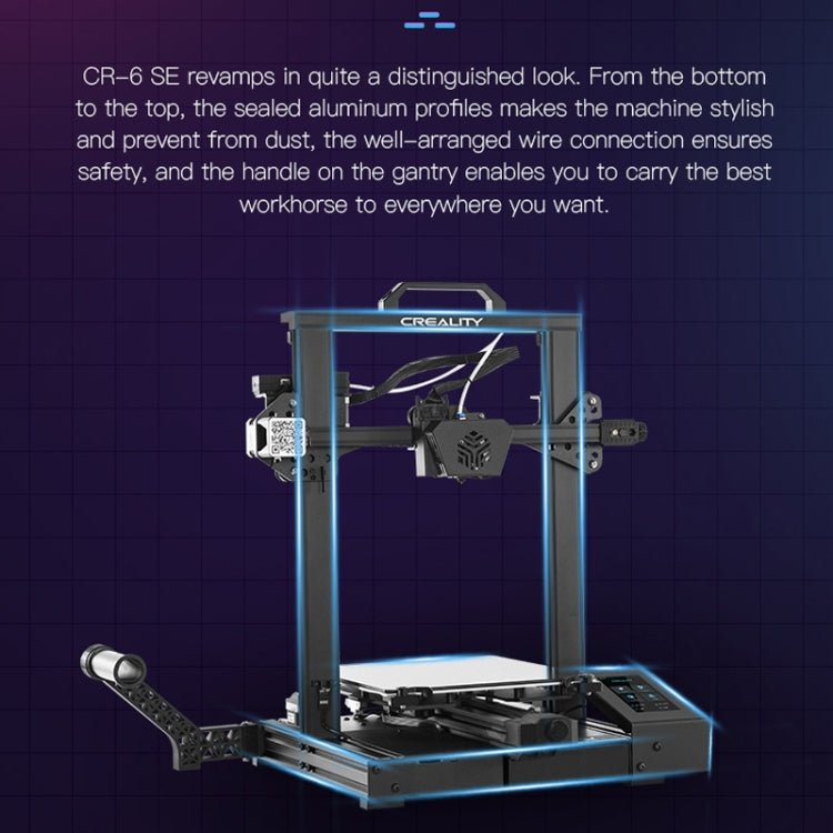 CREALITY CR-6 SE Stampante 3D fai da te intelligente senza livellamento da 350 W, dimensioni di stampa: 23,5 x 23,5 x 25 cm, presa EU, CR-6 SE