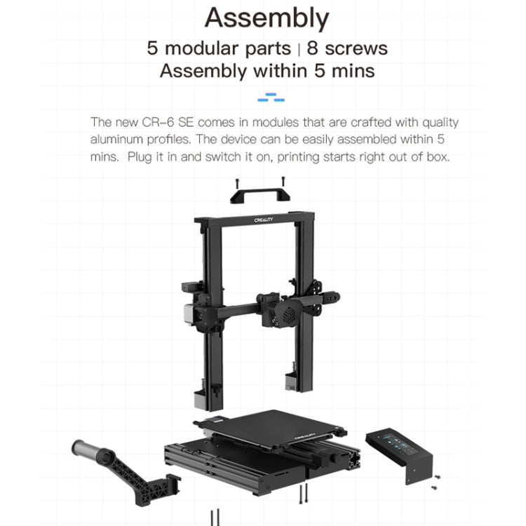 CREALITY CR-6 SE 350W Leveling-Free Intelligent DIY 3D Printer, Printing Size: 23.5 x 23.5 x 25cm, EU Plug, CR-6 SE