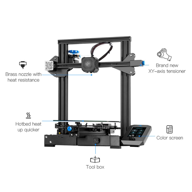 CREALITY Ender-3 V2 Craborundom Glass Platform Stampante 3D fai-da-te ultra silenziosa, dimensioni di stampa: 22 x 22 x 25 cm, spina UE, Ender-3 V2