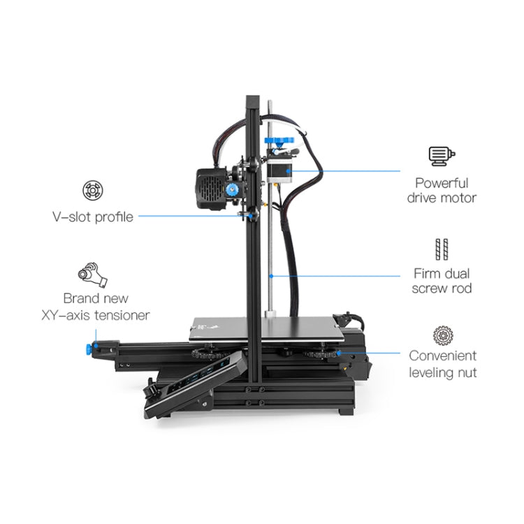 CREALITY Ender-3 V2 Craborundom Glass Platform Stampante 3D fai-da-te ultra silenziosa, dimensioni di stampa: 22 x 22 x 25 cm, spina UE, Ender-3 V2