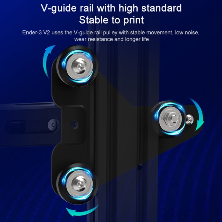 CREALITY Ender-3 V2 Craborundom Glass Platform Stampante 3D fai-da-te ultra silenziosa, dimensioni di stampa: 22 x 22 x 25 cm, spina UE, Ender-3 V2