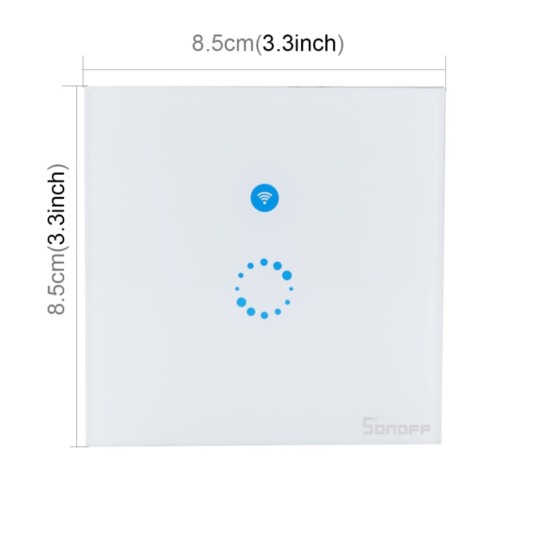 Sonoff Touch 86mm 1 Gang Tempered Glass Panel Smart Home Wall Switch Light Touch Switch, Compatible with Alexa and Google Home, AC 90V-250V 400W 2A, 86mm