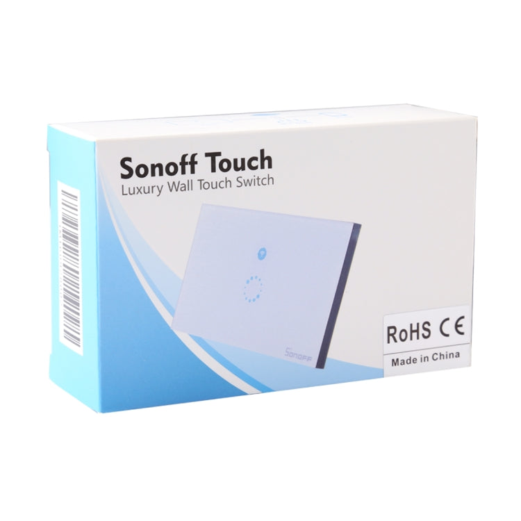 Sonoff Touch 120mm 1 Gang Wall Switch with Tempered Glass Panel Lightweight Smart Home Touch Switch, Compatible with Alexa and Google Home, AC 90V-250V 400W 2A, 120mm