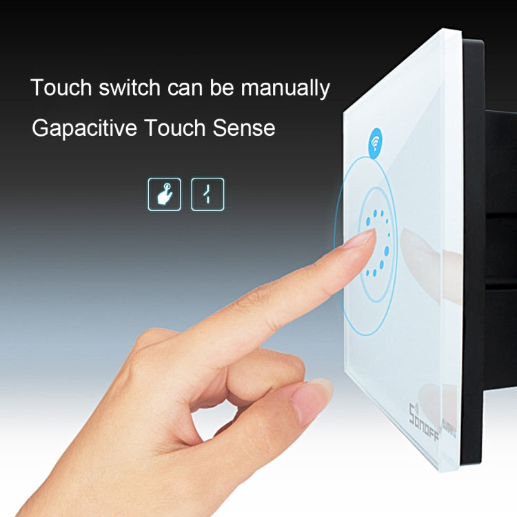 Sonoff Touch 120mm 1 Gang Wall Switch with Tempered Glass Panel Lightweight Smart Home Touch Switch, Compatible with Alexa and Google Home, AC 90V-250V 400W 2A, 120mm