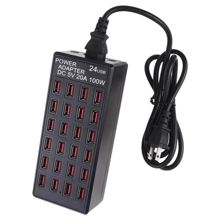 Caricabatterie intelligente con stazione di ricarica rapida da 100 W, 24 porte USB, con indicatore LED CA 100-240 V, presa americana, 100W 24 USB Ports US Plug