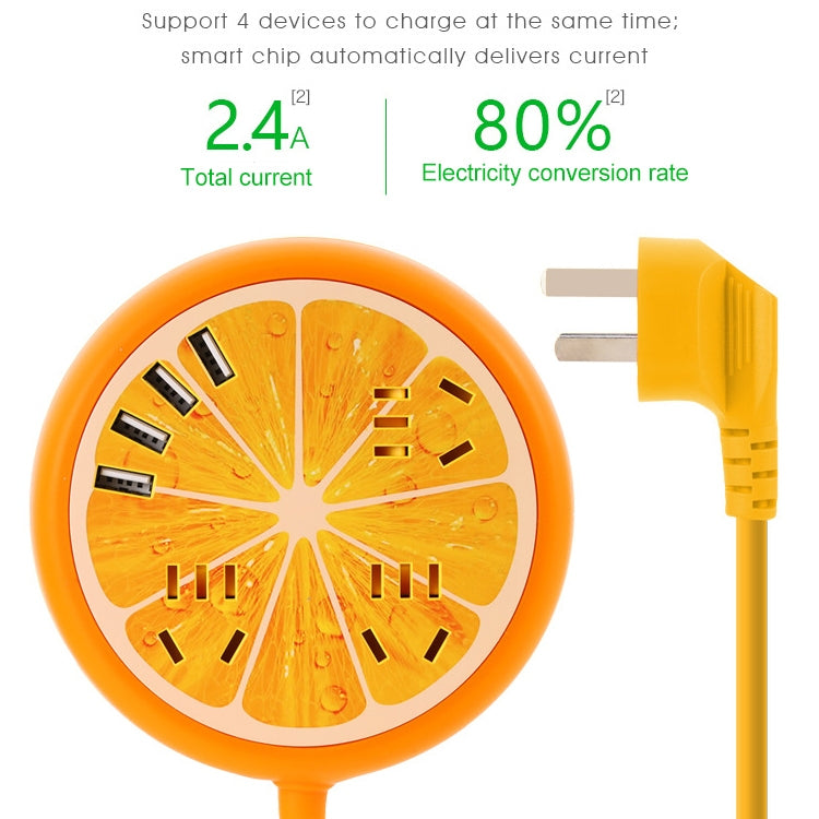 REMAX RU-S5 4 USB Ports Multifunctional Travel Socket for Home and Office, CN Plug, Length: 1.6m (Orange), EPS0045A, EPS0045B