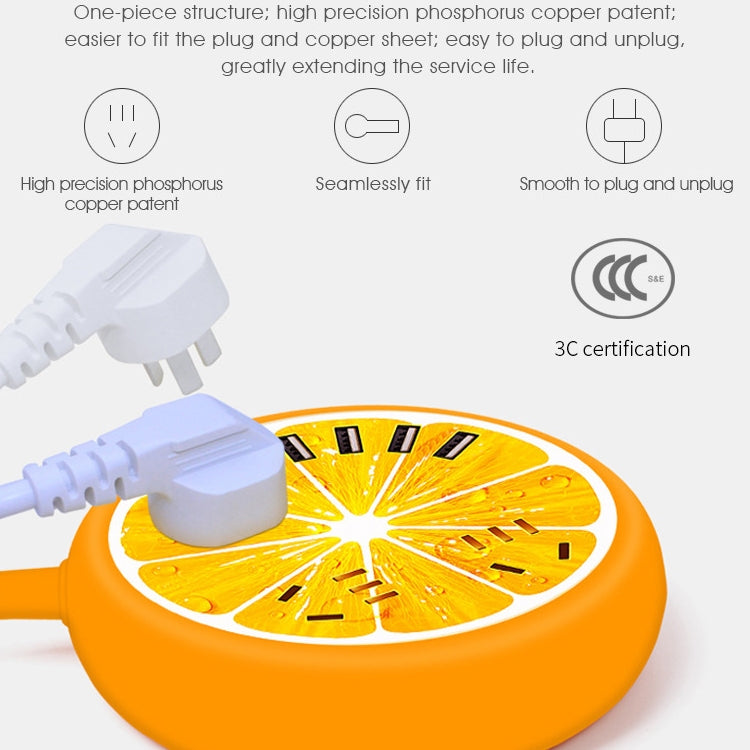 REMAX RU-S5 4 USB Ports Multifunctional Travel Socket for Home and Office, CN Plug, Length: 1.6m (Orange), EPS0045A, EPS0045B