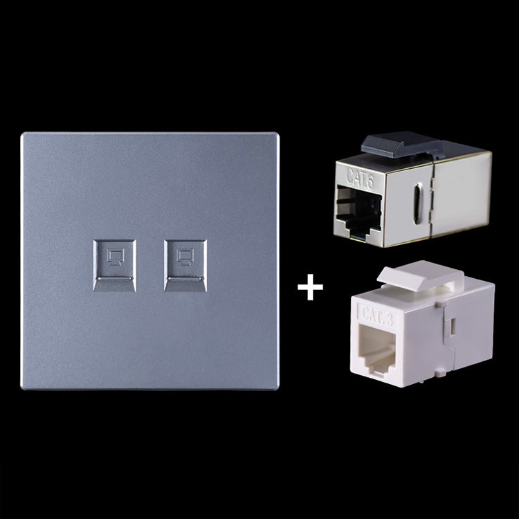 Modulo di rete pass-through schermato CAT.6, pannello a doppia porta + pass-through schermato + presa telefonica, Dual Ports Panel+Shielded Pass-through+Telephone Socket