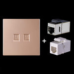 Modulo di rete pass-through schermato CAT.6, pannello a doppia porta + pass-through schermato + presa telefonica, Dual Ports Panel+Shielded Pass-through+Telephone Socket