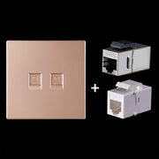 Modulo di rete pass-through schermato CAT.6, pannello a doppia porta + pass-through schermato + presa telefonica, Dual Ports Panel+Shielded Pass-through+Telephone Socket
