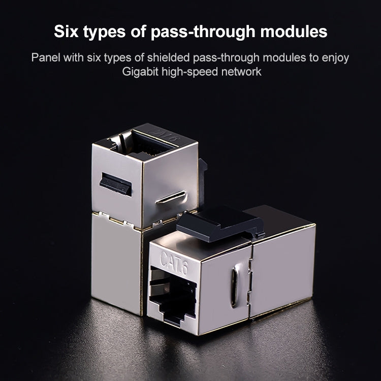 Modulo di rete pass-through schermato CAT.6, pannello a doppia porta + pass-through schermato + presa telefonica, Dual Ports Panel+Shielded Pass-through+Telephone Socket