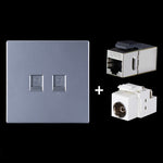 Modulo di rete pass-through schermato CAT.6, pannello a doppia porta + pass-through schermato + presa TV, Dual Ports Panel+Shielded Pass-through+TV Socket