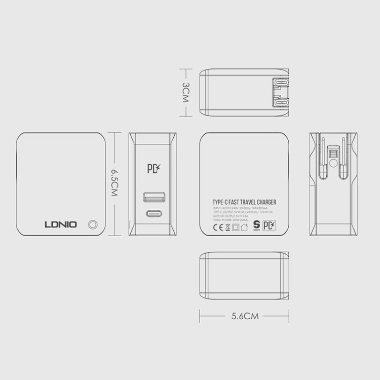 Caricatore rapido LDNIO A4403C 30W con cavo 8 pin