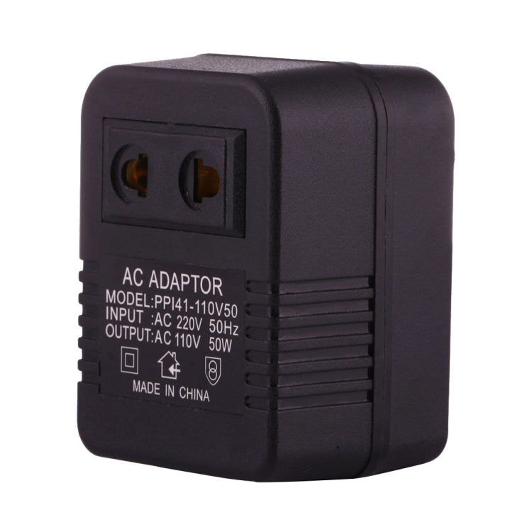 AC Power Socket Adapter 220V to 110V 50W EU/US Plug to US Plug, 220V to 110V 50W