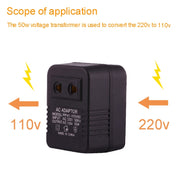Adattatore per presa di corrente CA da 220 V a 110 V 50 W, da spina UE/USA a spina americana, 220V to 110V 50W