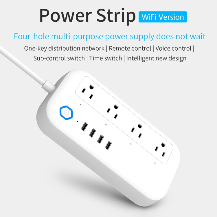 YPS11 Four Holes + 4 x Multi-Purpose WiFi Smart USB Power Strip, US Plug