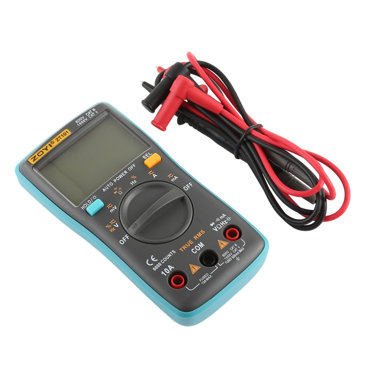 ZOYI ZT101 600V CAT III / 1000V CAT II 6000 Conti Multimetro digitale portatile Tester di tensione corrente CA/CC con schermo LCD retroilluminato e supporto, ZT101
