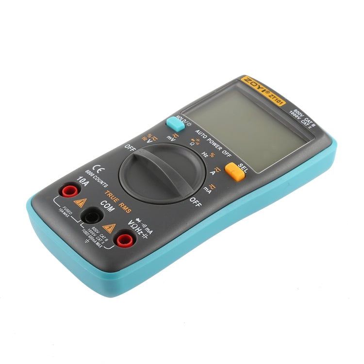 ZOYI ZT101 600V CAT III / 1000V CAT II 6000 Conti Multimetro digitale portatile Tester di tensione corrente CA/CC con schermo LCD retroilluminato e supporto, ZT101
