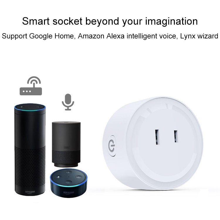 Mini spina WiFi a forma rotonda da 10A, presa intelligente con timer di controllo remoto APP, supporto Alexa e Google Home, CA 100-240 V, spina JP / USA