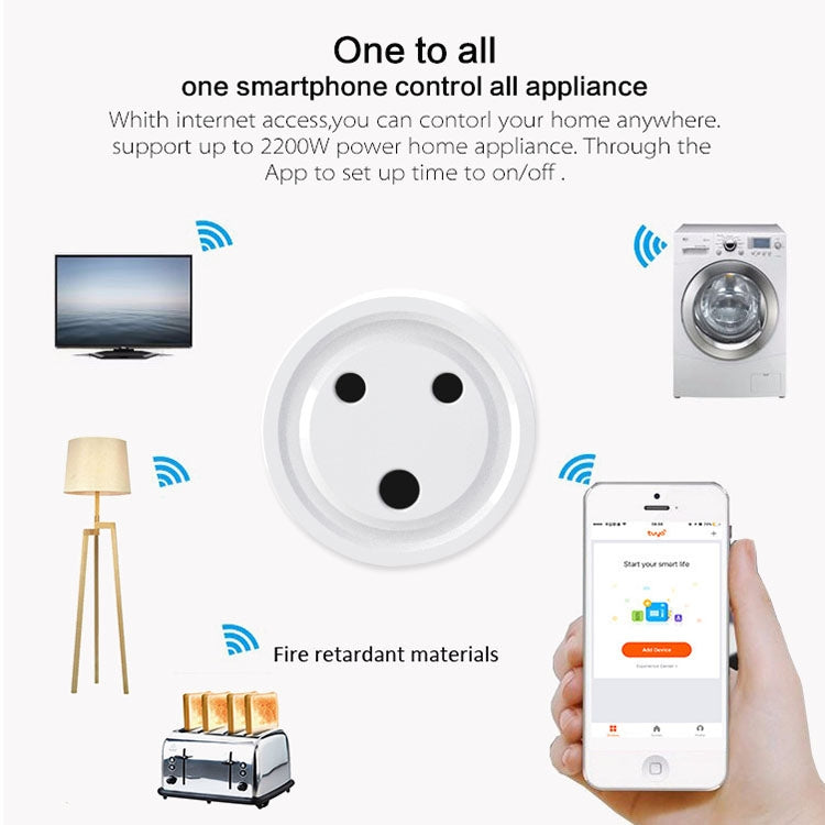 Mini Smart WiFi Socket 10A Small Plug South Africa/India Switch Timer Remote Control Power Adapter with Alexa