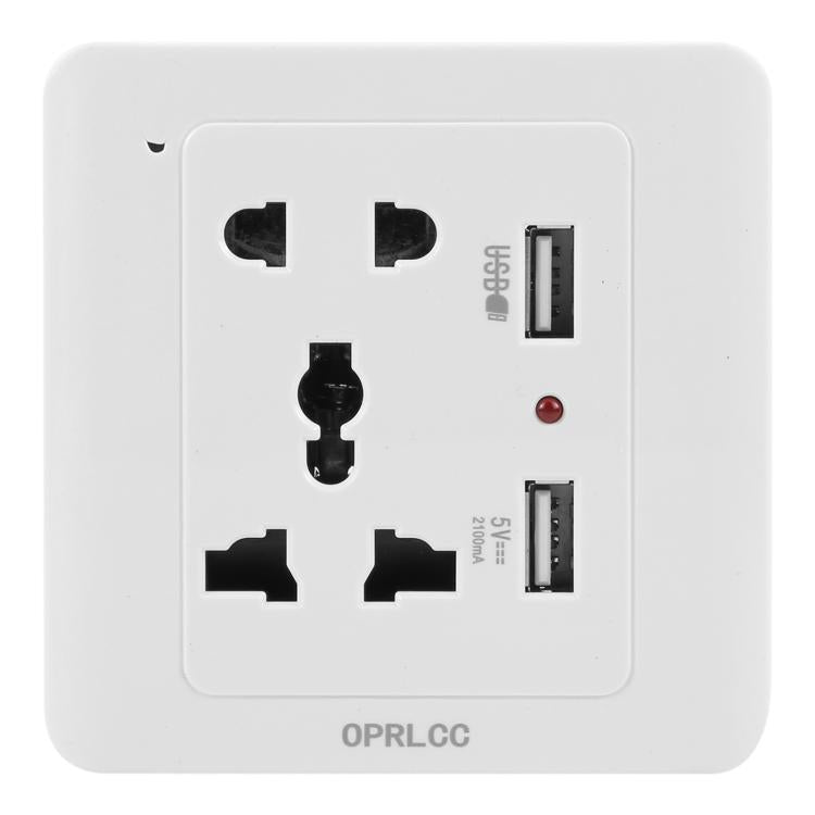 Universal standard wall socket with 2 USB ports