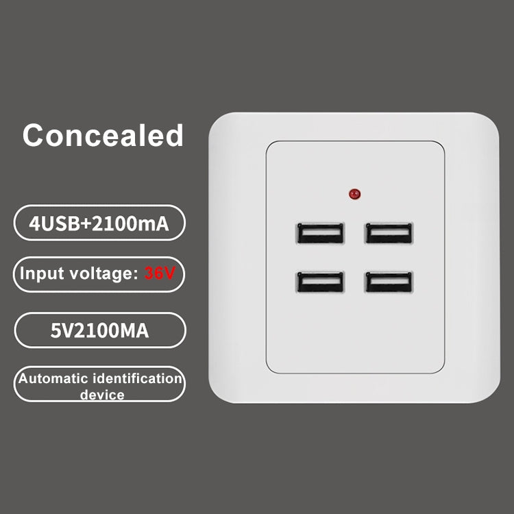 Pannello di alimentazione per presa dock station per adattatore per caricabatterie da muro USB a 4 porte 5 V 3,1 A, ingresso 36 V, 4 Ports USB 2.0