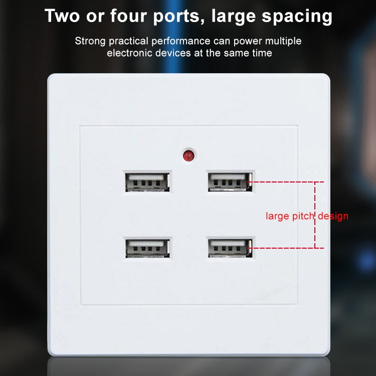 4 Port USB Wall Charger Adapter Dock Station Power Socket Panel 5V 3.1A Input 36V, 4 Ports USB 2.0