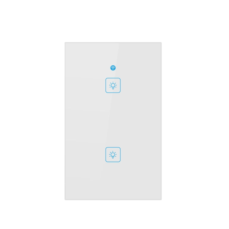 WS-US-02 EWeLink APP and Touch Control 2A 2 Gang Tempered Glass Panel Smart Wall Switch AC 90V-250V US Socket, 2 Gangs