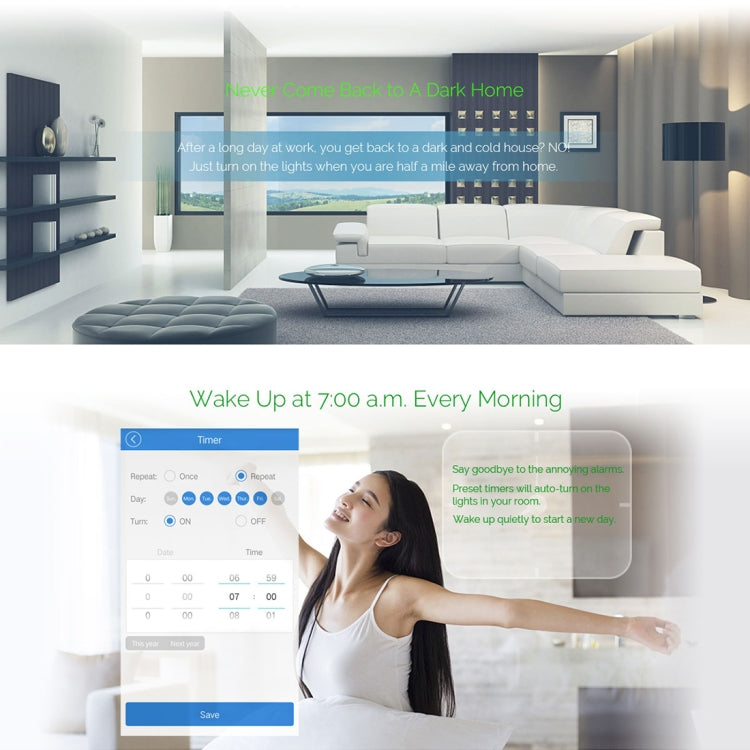 WS-US-02 EWeLink APP and Touch Control 2A 2 Gang Tempered Glass Panel Smart Wall Switch AC 90V-250V US Socket, 2 Gangs