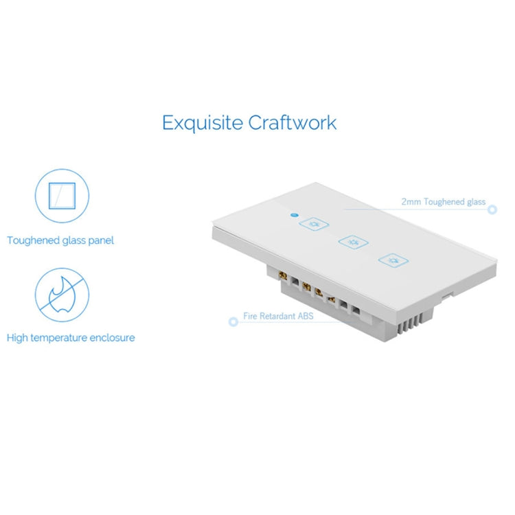 WS-US-02 EWeLink APP and Touch Control 2A 2 Gang Tempered Glass Panel Smart Wall Switch AC 90V-250V US Socket, 2 Gangs