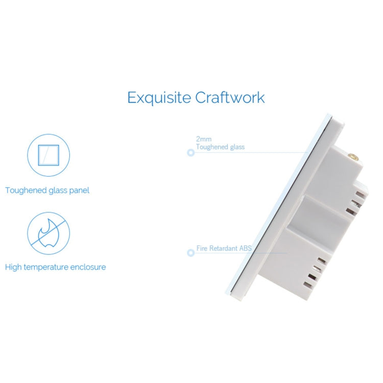 WS-UK-01 EWeLink APP and Touch Control 2A 1 Gang Smart Wall Switch with Tempered Glass Panel, AC 90V-250V, UK Socket, 1 Gang