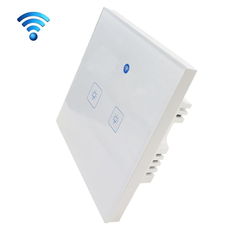 WS-UK-02 EWeLink APP and Touch Control 2A 2 Gang Tempered Glass Panel Smart Wall Switch AC 90V-250V UK Socket 2 Gangs