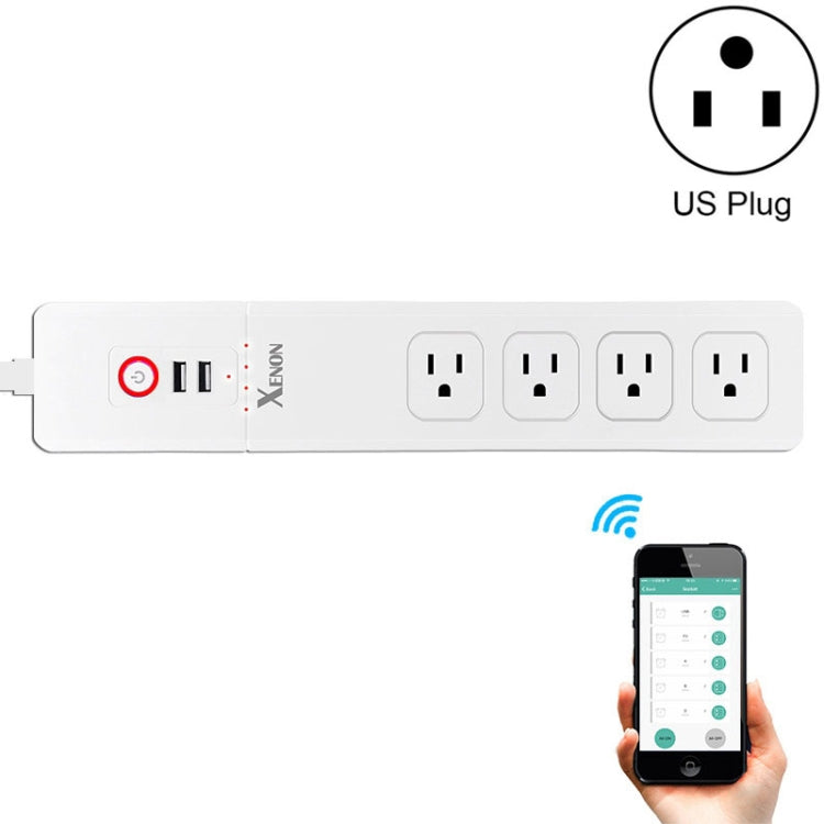 2 porte USB + 4 prese US Jack Presa di alimentazione intelligente con telecomando WiFi Funziona con Alexa e Google Home, Lunghezza cavo: 1,5 m, CA 110-240 V, Spina USA, 4xUSB + 3xUS Plug(US Plug)