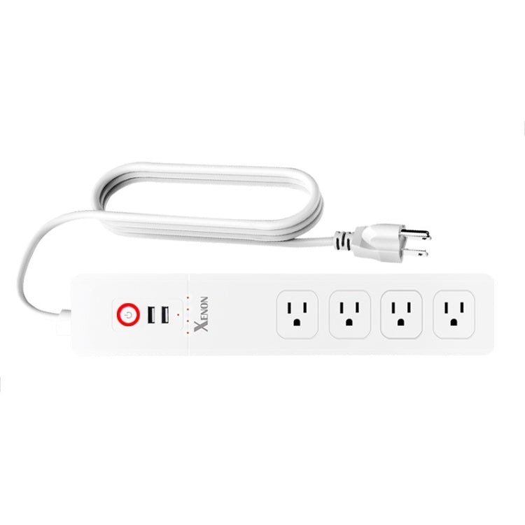 2 porte USB + 4 prese US Jack Presa di alimentazione intelligente con telecomando WiFi Funziona con Alexa e Google Home, Lunghezza cavo: 1,5 m, CA 110-240 V, Spina USA, 4xUSB + 3xUS Plug(US Plug)